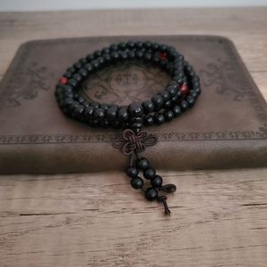 Black Sandalwood Tibetan Buddhist Mala Bead Bracelets, Meditation Bracelet